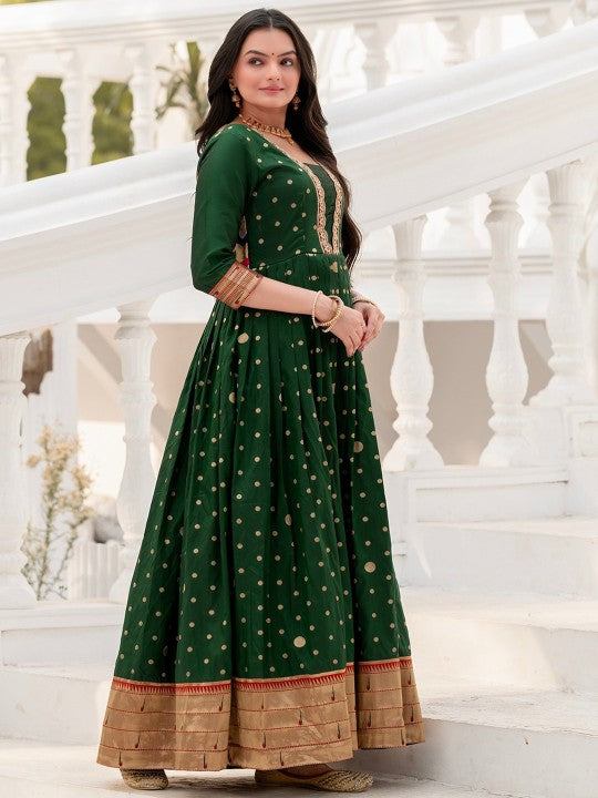 Tasarika Woven Design Silk Anarkali Maxi Ethnic Dresses