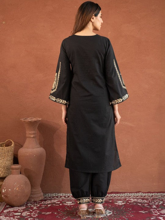 COTTONS DAILY Ethnic Motifs Yoke Design Pure Cotton Kurta With Trouser And Dupatta