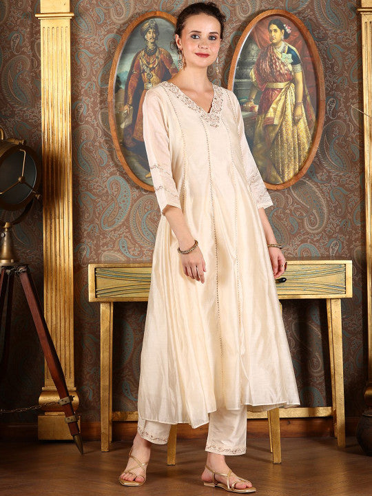 W Women Floral Regular Kurta with Trousers & With Dupatta