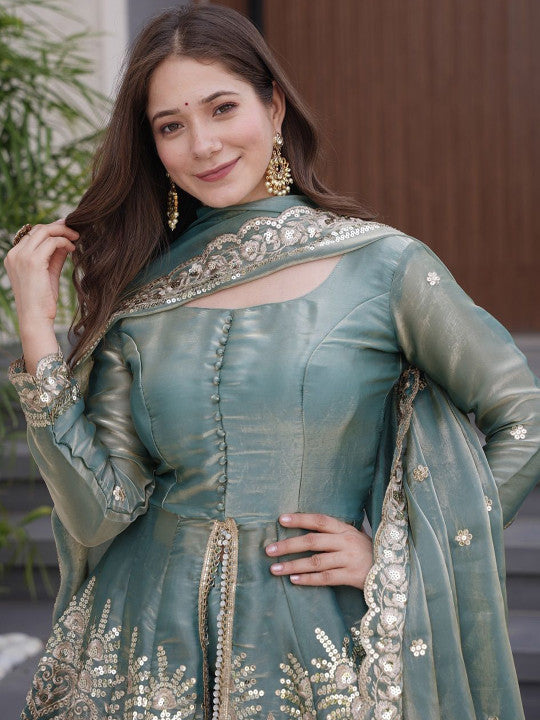 Women Ethnic Motifs Embroidered Regular Kurta with Palazzos & With Dupatta