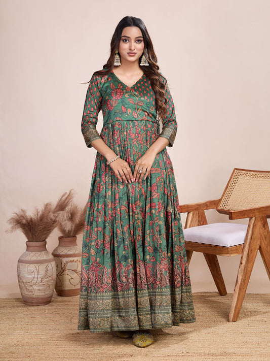 Tasarika Printed V-Neck Maxi Ethnic Dress