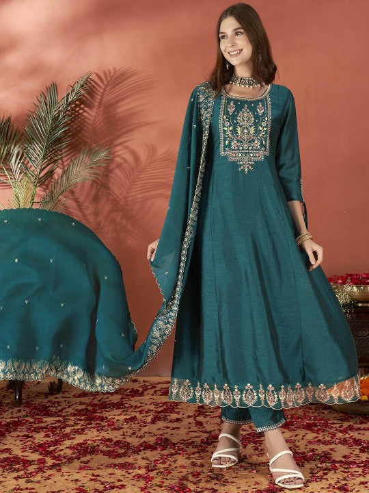 Anouk Ethnic Motifs Embroidered Regular Thread Work Anarkali Kurta