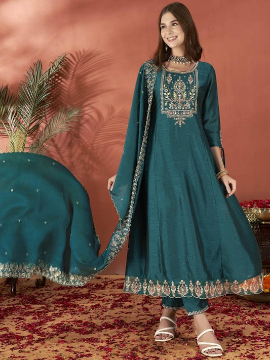 Anouk Ethnic Motifs Embroidered Regular Thread Work Anarkali Kurta