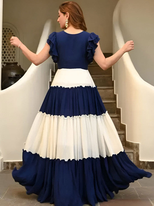 FoxDX A-Line Flared Puff Sleeve Anarakli Dress