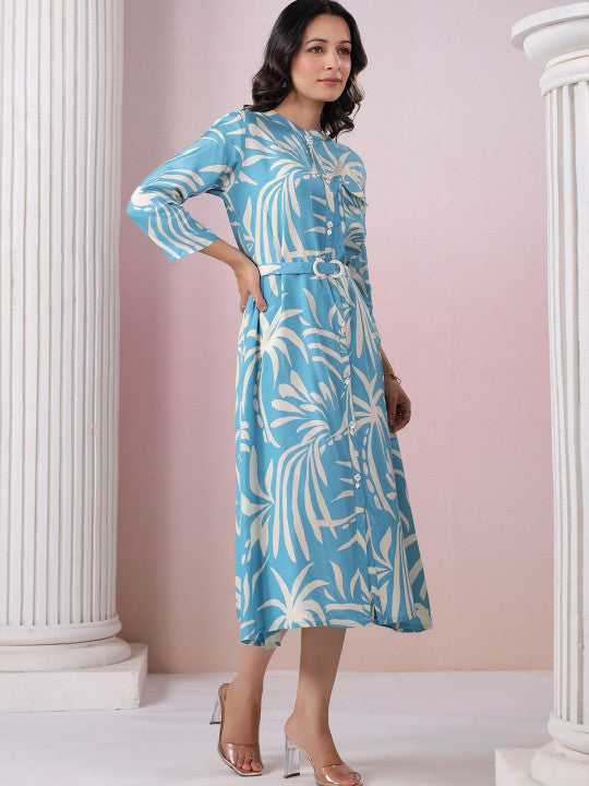 Print A-Line Midi Dress