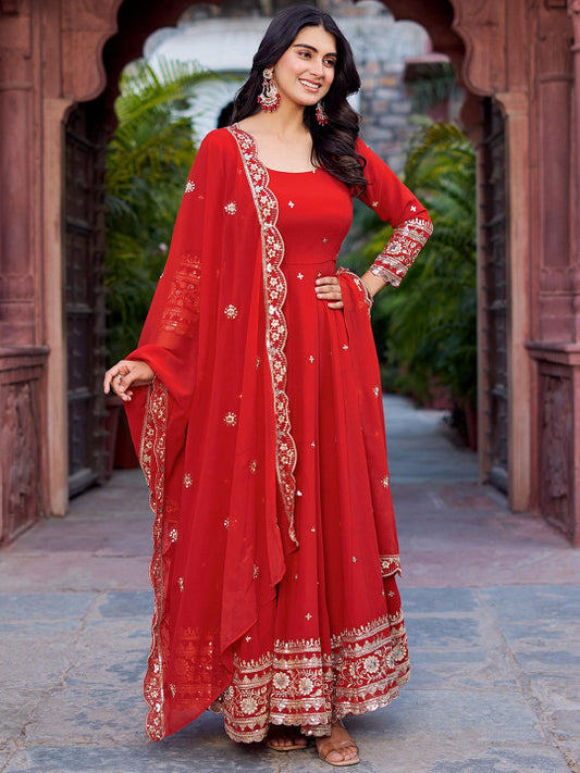 all about you Women Ethnic Motifs Embroidered Anarkali Kurta with Palazzos & Dupatta