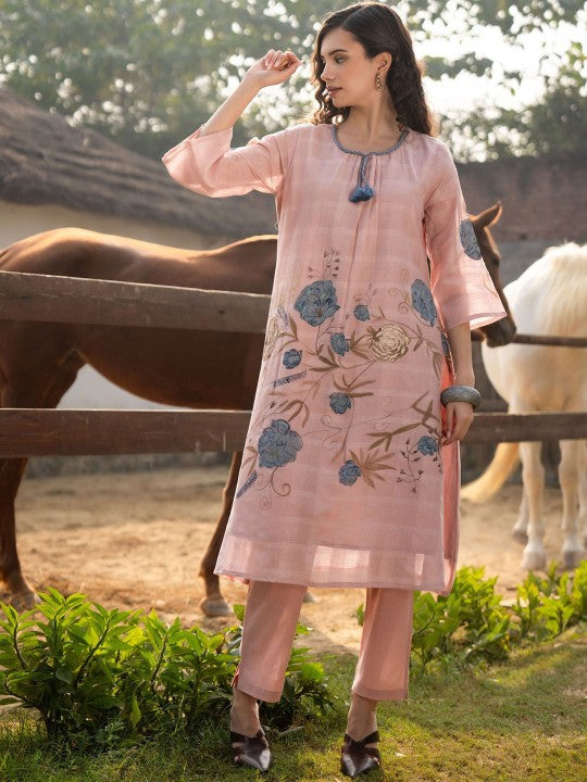 FREYAA Blossom Printed Pure Cotton Tunic With Trouser