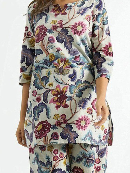 Printed Pure Cotton Tunic & Palazzo Co-Ord