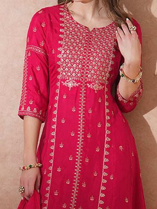 FASHOR Ethnic Motifs Embroidered Panelled Kurta