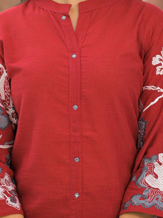 AUTUMN LANE Women Floral Printed Regular Pure Cotton Kurta with Trousers & Dupatta