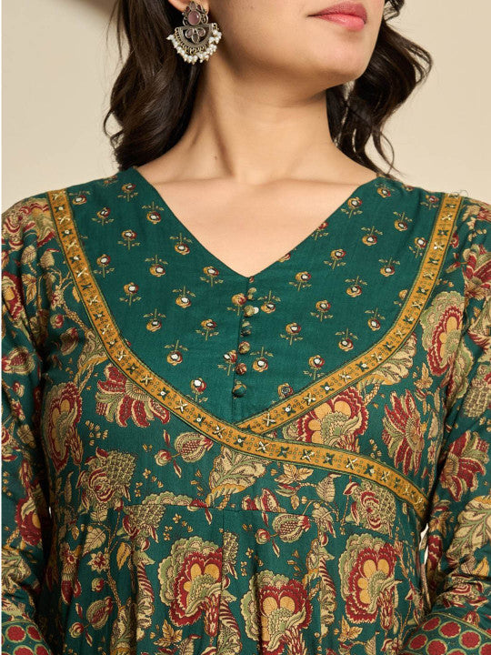 Do Dhaage Women Ethnic Motifs Print Sequined Pure Cotton Kurta with Trousers & Dupatta