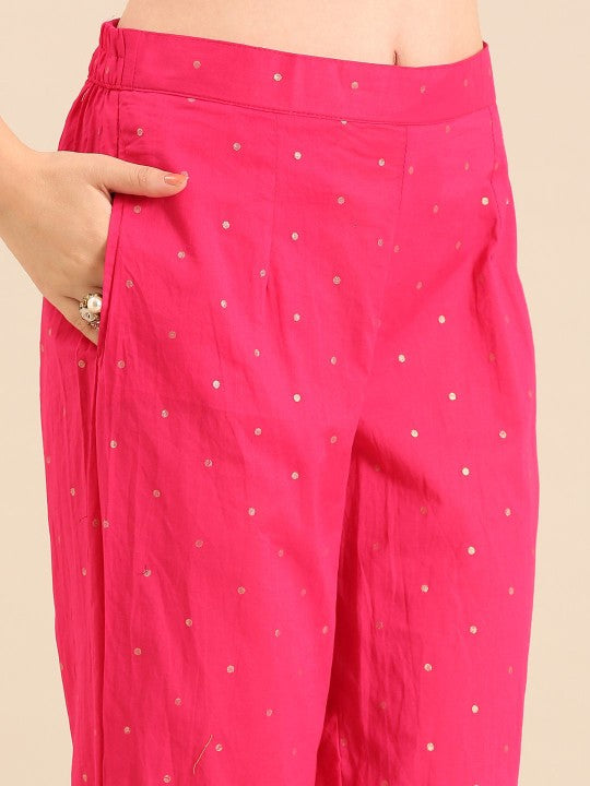 Anouk Women Floral Embroidered Pure Cotton Kurta Set With Dupatta