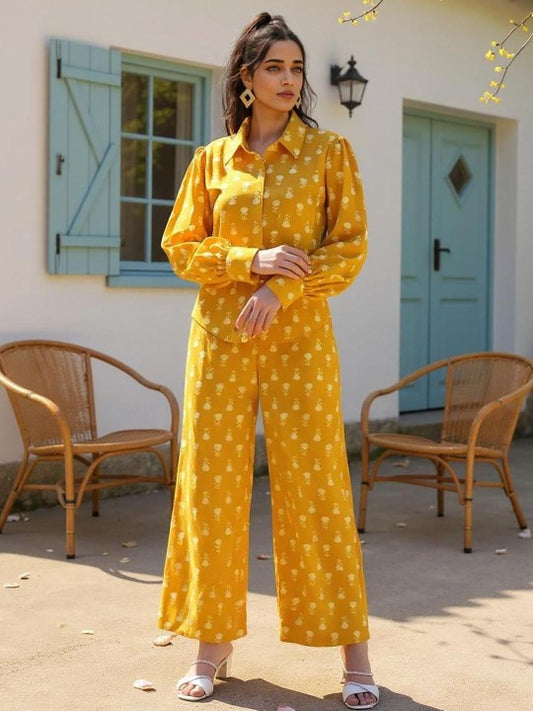 SZN Floral Printed Top With Trouser Co-ord Set