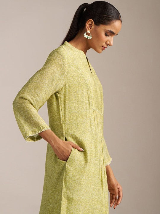 Ganga Printed Mandarin Collar Tunic With Trouser Co-Ords