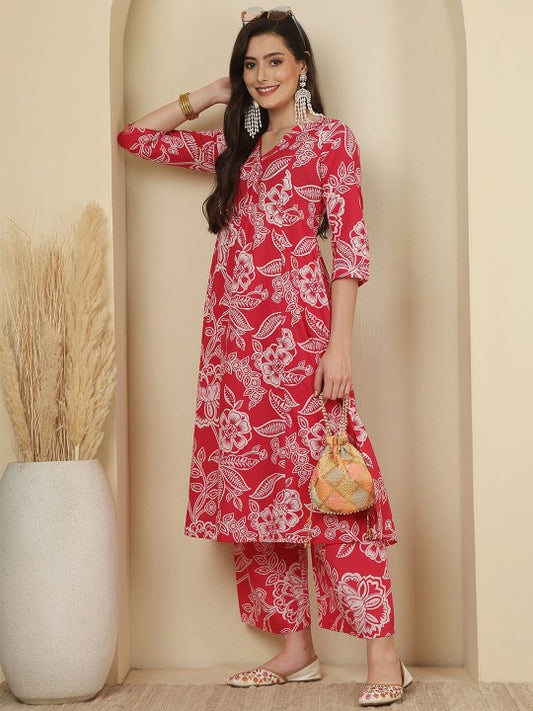 Printed Pure Cotton Tunic With palazzos Co-Ords