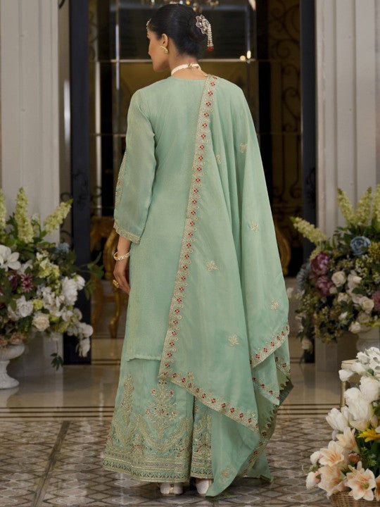 AUTUMN LANE Women Tansu Fern Full Work Heavy Gharara Set