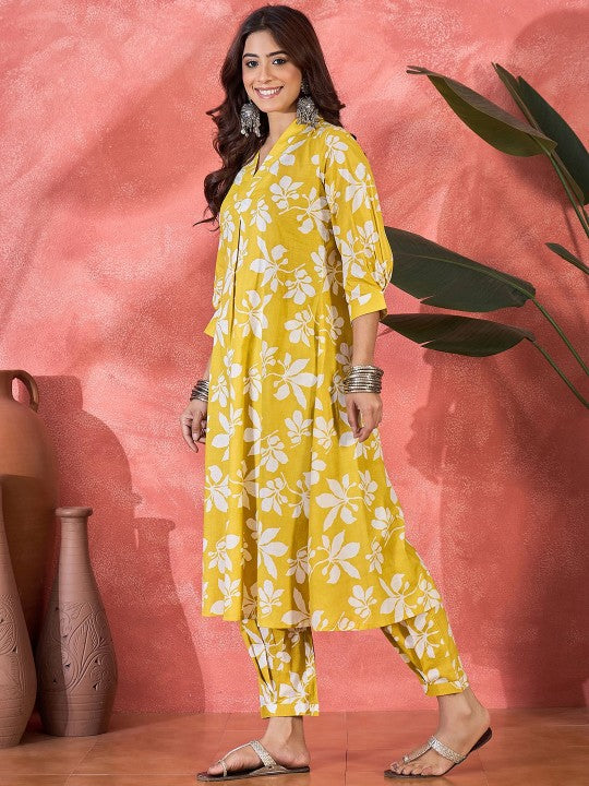 Printed Pure Cotton Tunic With Trouser Co-Ords