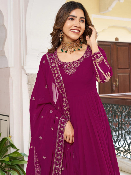 all about you Women Ethnic Motifs Embroidered Regular Kurta with Trousers & Dupatta