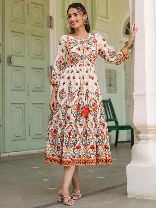 Printed Fit & Flare Ethnic Dress
