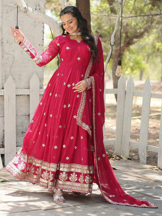 SWEETPEL Women Printed Georgette Anarkali Kurta