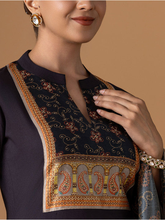 WOMEN PLUS Women Ethnic Motifs Yoke Design Beads and Stones Kurta with Trousers & Dupatta