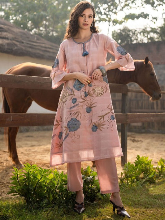 FREYAA Blossom Printed Pure Cotton Tunic With Trouser