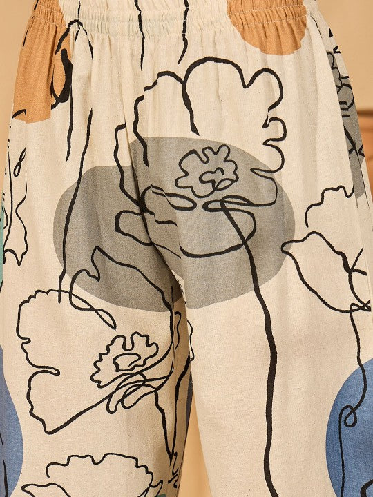 Printed Pure Cotton Tunic With Trouser Co-Ords