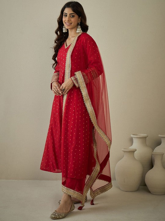 Inddus Women Ethnic Motifs Regular Chanderi Silk Kurta