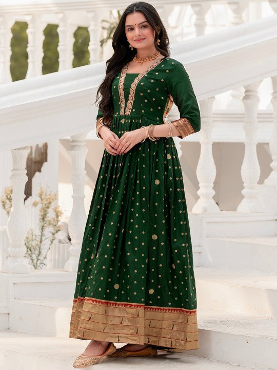 Tasarika Woven Design Silk Anarkali Maxi Ethnic Dresses