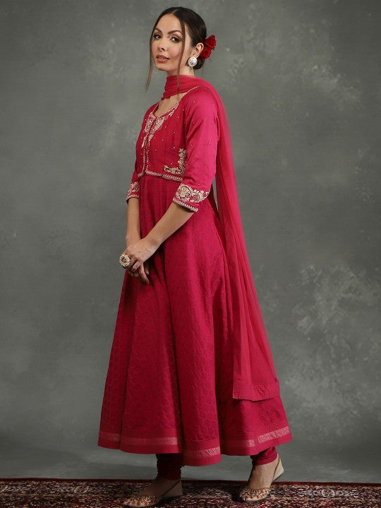 Biba by Rohit Bal Floral Embroidered Beads and Stones Kurta