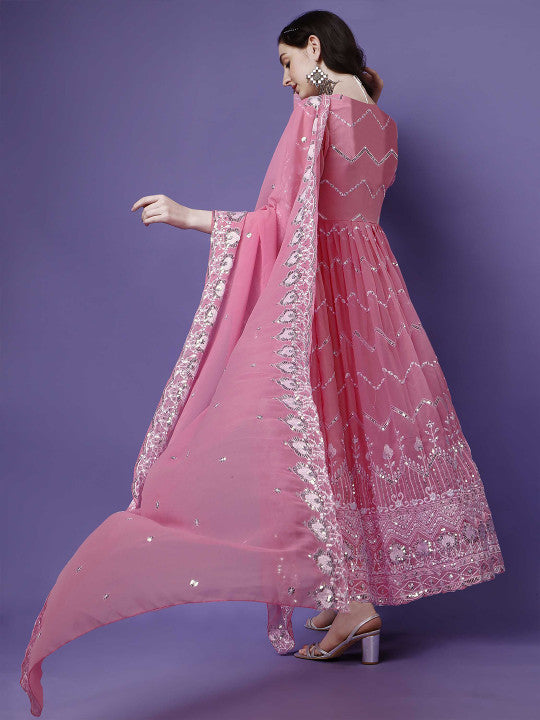 AG TEXTILE Women Geometric Embroidered Festive Anarkali Kurta