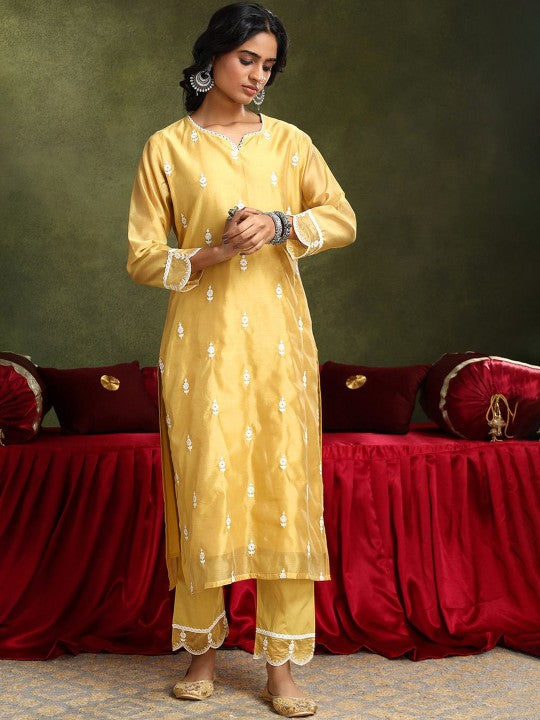 Heritage Women Ethnic Motifs Embroidered Kurta with Trousers & With Dupatta