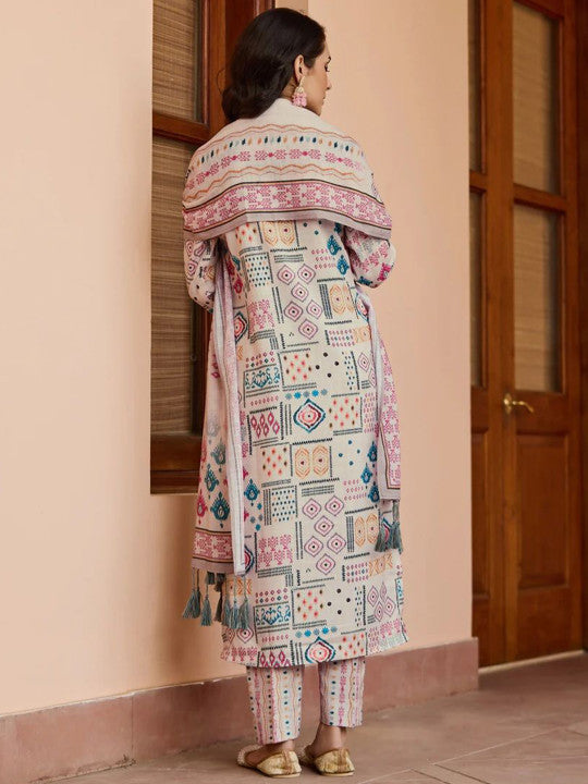 VARNI FABRICS Women Ethnic Motifs Printed Kurta with Trousers & Dupatta