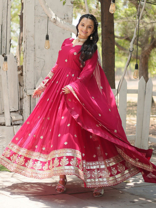 SWEETPEL Women Printed Georgette Anarkali Kurta