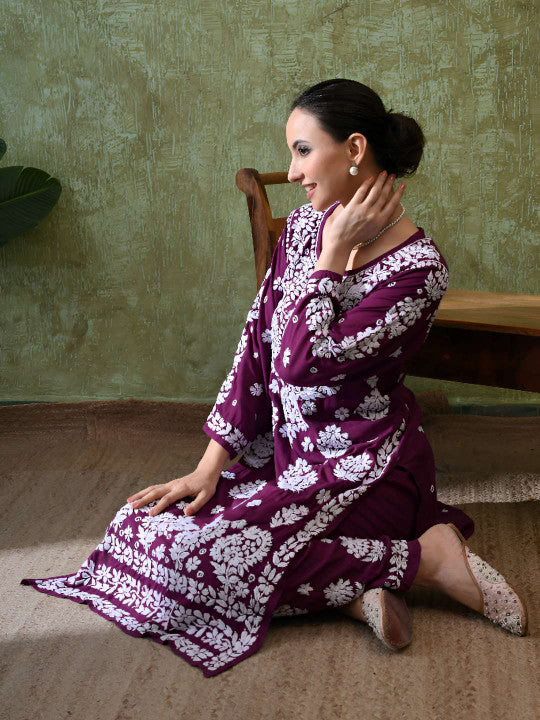 Syrish Women Ethnic Motifs Embroidered Regular Chikankari Pure Cotton Kurta with Palazzos