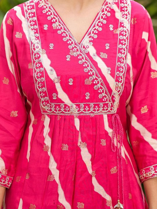 Aralia Women Bandhani Printed Regular Kurta Sets