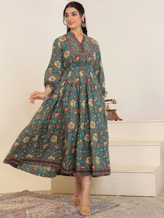 GULAB CHAND TRENDS Floral Printed Mandarin Collar A-Line Kurta