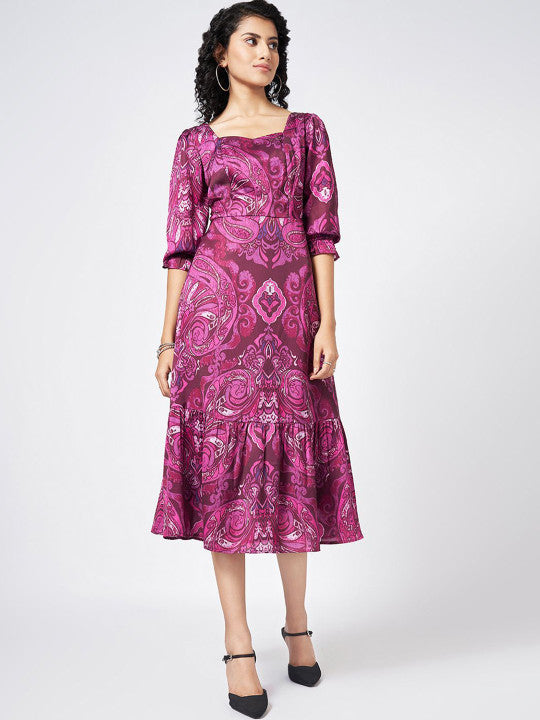 Honey by Pantaloons Printed A-Line Midi Dress