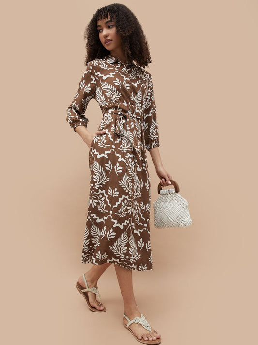 Fame Forever by Lifestyle Women Floral Printed A-Line Midi Dress