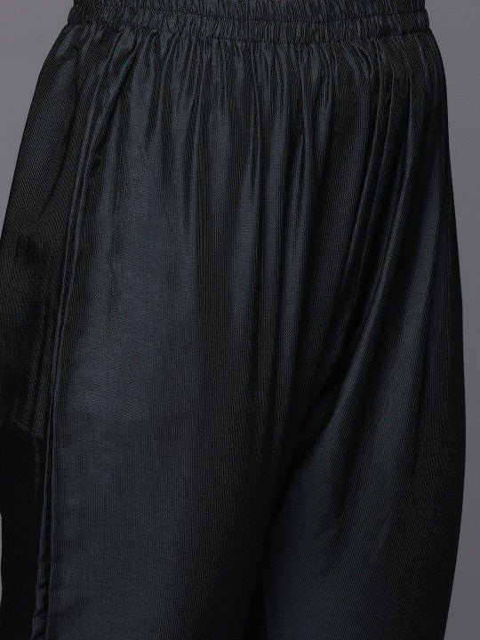 Varanga Floral Embroidered Chanderi Silk Straight Kurta & Trousers With Dupatta