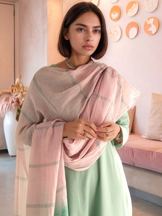 GoSriKi Notch Neck Straight Kurta & Palazzos With Dupatta