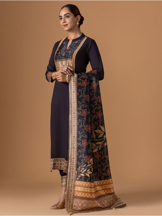 WOMEN PLUS Women Ethnic Motifs Yoke Design Beads and Stones Kurta with Trousers & Dupatta