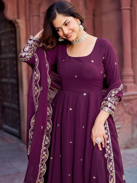 all about you Women Ethnic Motifs Embroidered Anarkali Kurta with Trousers & Dupatta