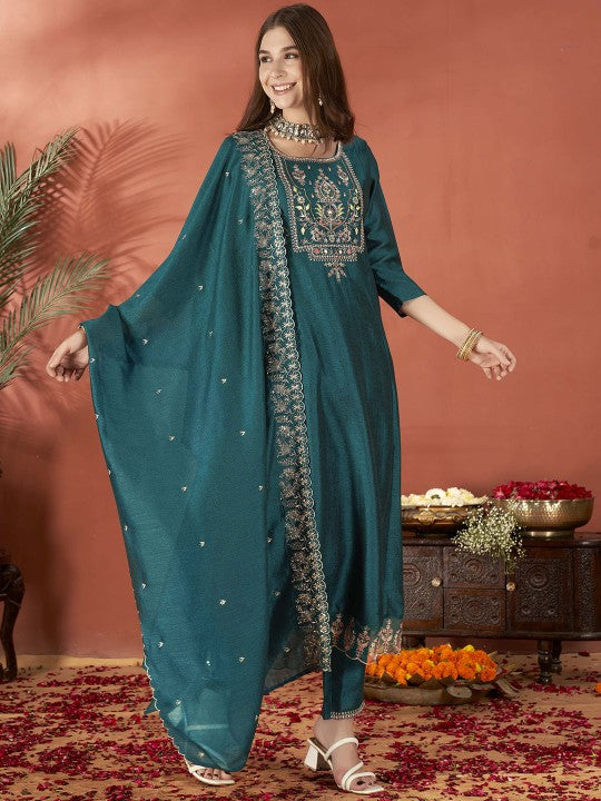 Anouk Ethnic Motifs Embroidered Regular Thread Work Anarkali Kurta