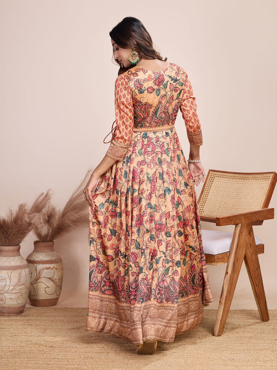 Tasarika Printed V-Neck Maxi Ethnic Dress