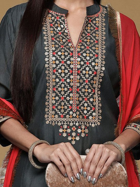 House of Pataudi Embroidered Straight Kurta