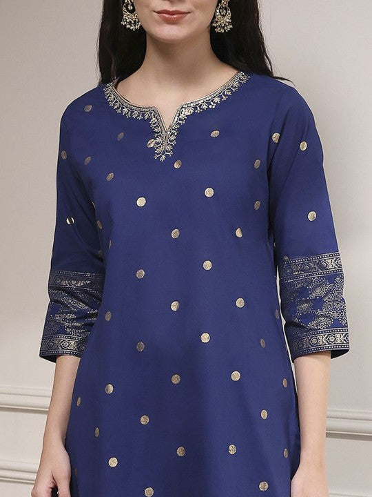 Biba Women Ethnic Motifs Printed Cotton Kurta with Palazzos & Dupatta