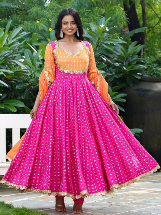 ASHEERA Women Ethnic Motifs Printed Anarkali Kurta with Trouser & Dupatta