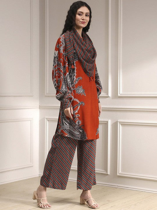Biba Women Ethnic Motifs Printed Kurta with Palazzo & Dupatta