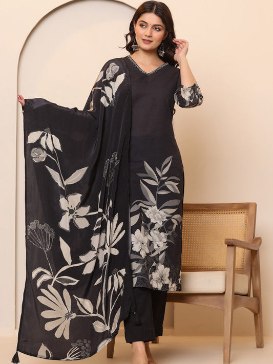all about you Floral Printed  Pure Cotton Kurta With Trousers & Dupatta